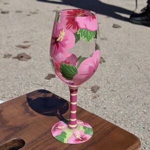 Lolita Hibiscus Beauty Wine Glass Hand Painted
